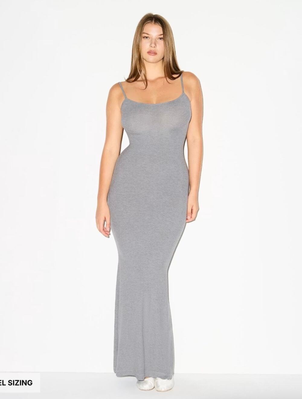 NEW SKIMS Soft Lounge Long Slip Dress Heather Gray Sz L Limited Edition Elevated